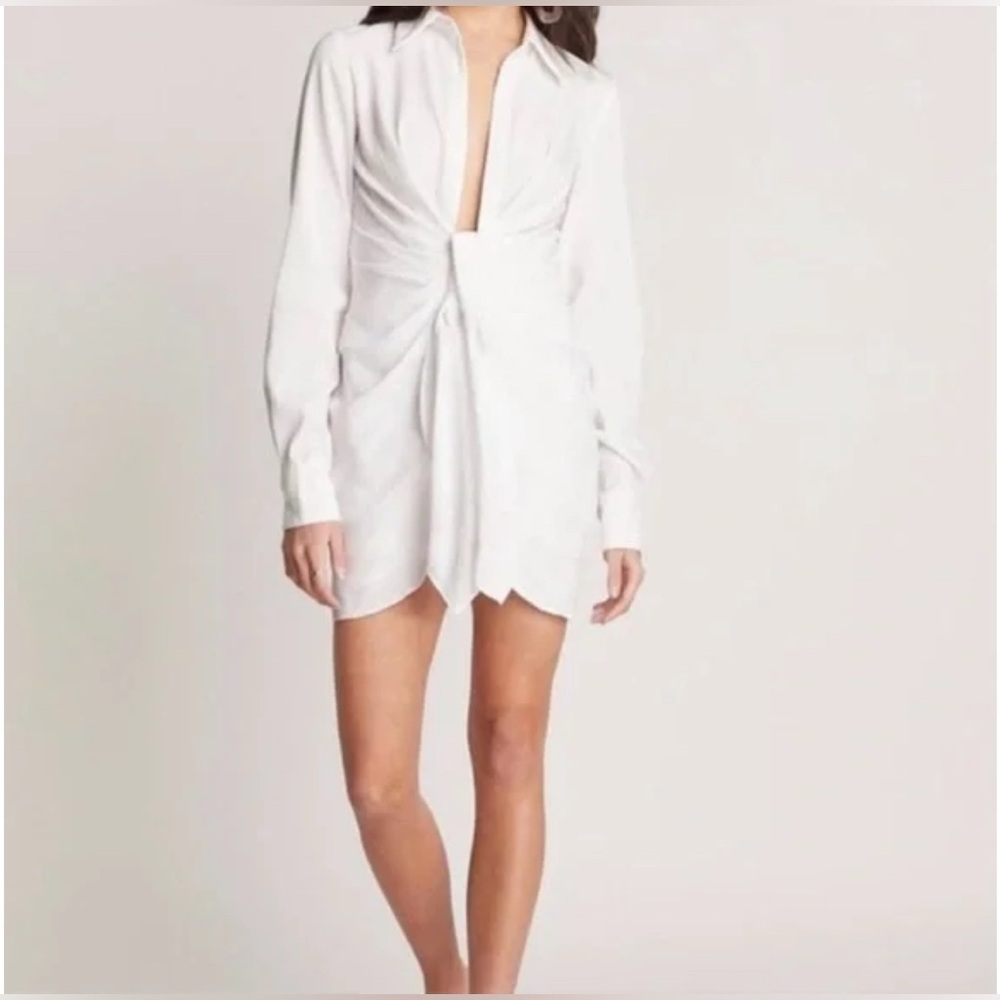 Choosy Chic White Crosby St Mini Shirt Dress with Plunging Neckline  Size 2 NWT - Picture 3 of 11
